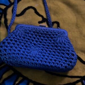 Elegant Blue Woven Handbag